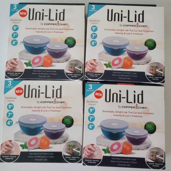 Uni-lid by copper chef bundle of 4 each Box contains 3 piece set - Picture 8 of 8